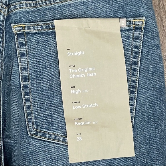 NWT Size 28 Everlane Straight Fit The Original Cheeky Jean High Rise Low Stretch - Picture 9 of 10